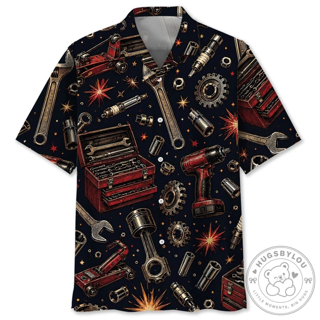 Vintage Mechanic Tools Hawaiian Shirt for Men