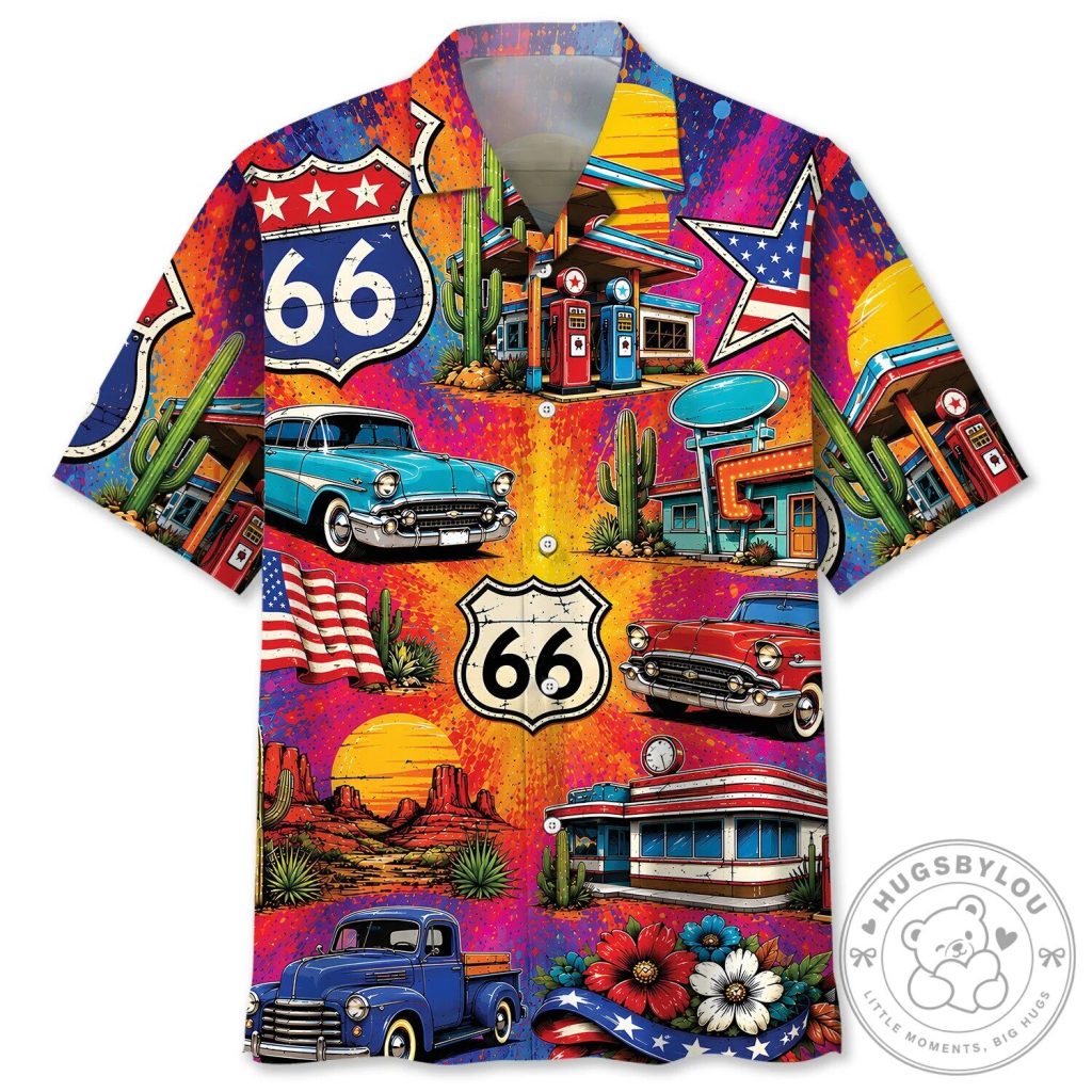 Route 66 Vintage American Road Trip Hawaiian Shirt Route 66 Vintage American Road Trip Hawaiian Shirt