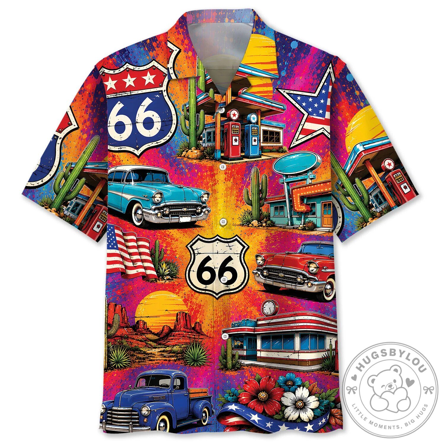 Route 66 Vintage American Road Trip Hawaiian Shirt
