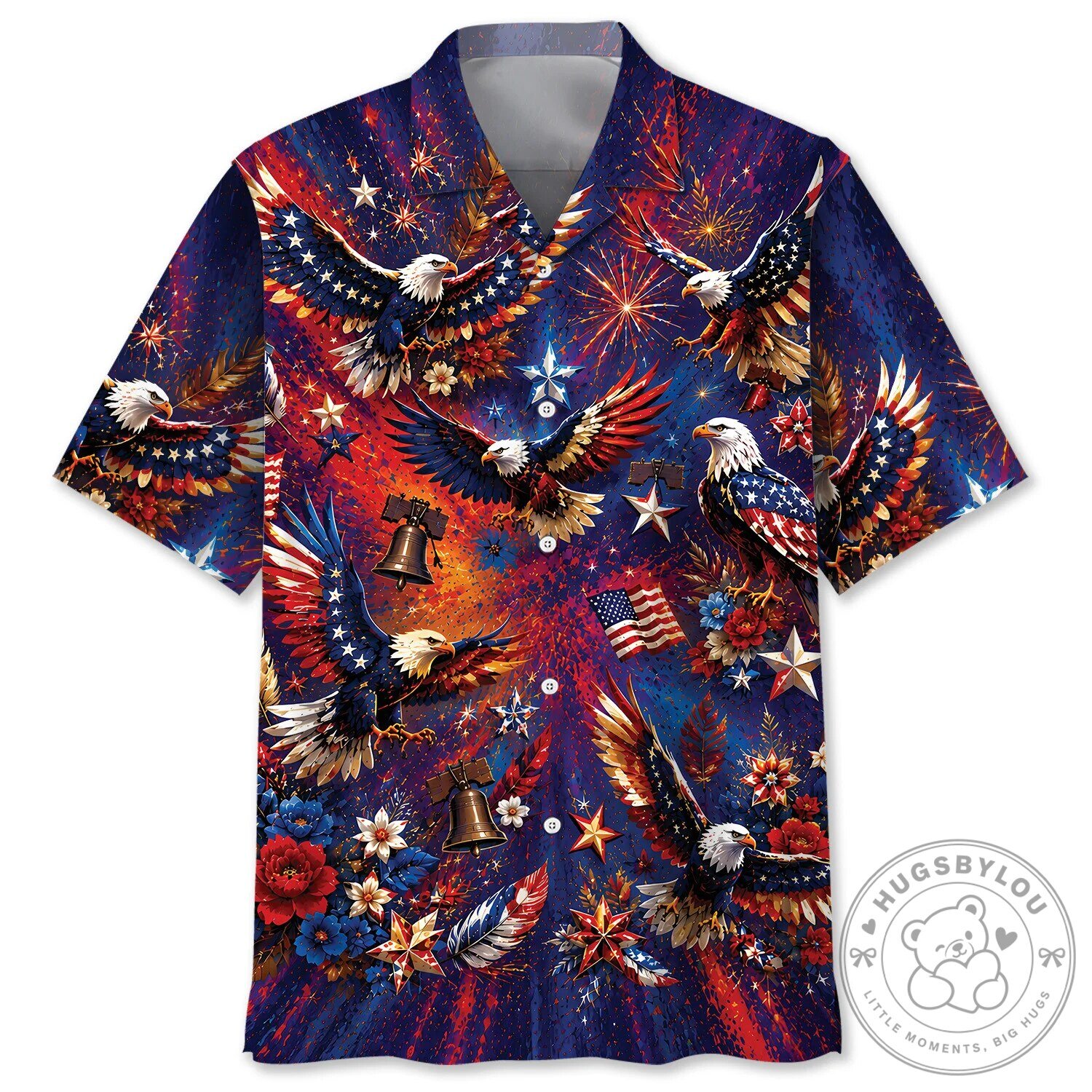 American Bald Eagle Patriotic Fireworks Hawaiian Shirt 1 American Bald Eagle Patriotic Fireworks Hawaiian Shirt