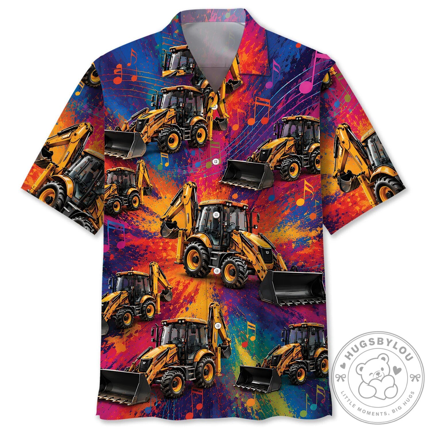 Heavy Equipment Backhoe Loader Construction Vehicle Hawaiian Shirt
