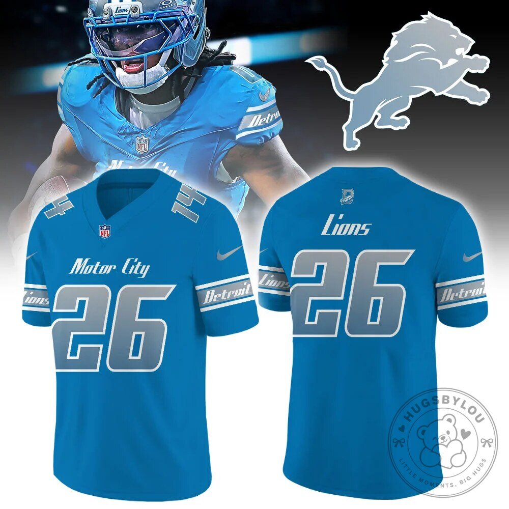 Detroit Lions Football Team Number 26 Blue Fan Jersey