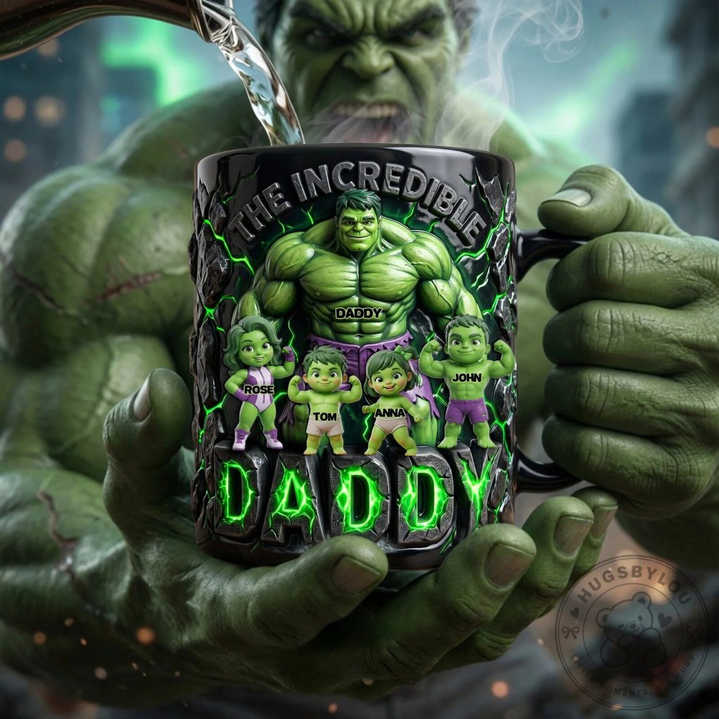 Incredible Hulk Daddy Magic Mug, Personalized Father's Day Gift for Dad