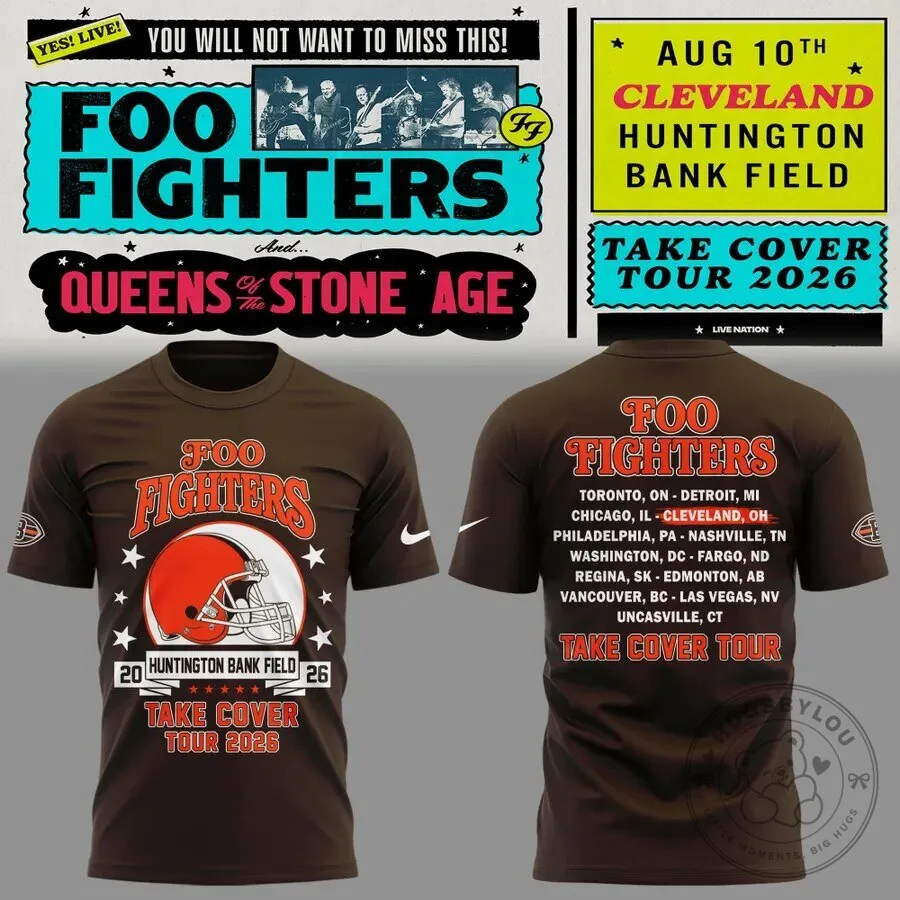 Foo Fighters x Cleveland Browns Take Cover Tour 2026 Shirt - Limited Edition
