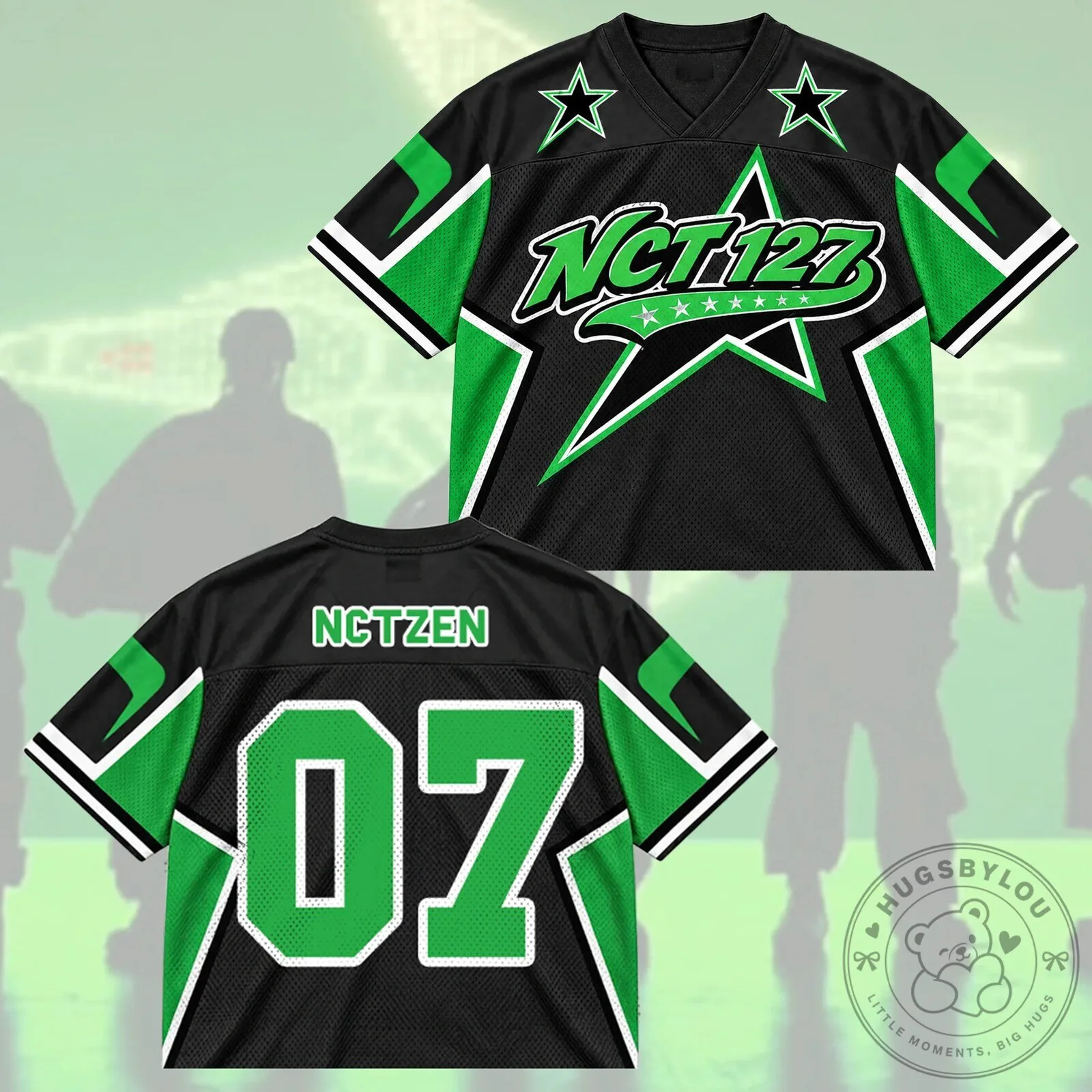 NCT 127 K-Pop Band Black and Green Sports Fan Jersey