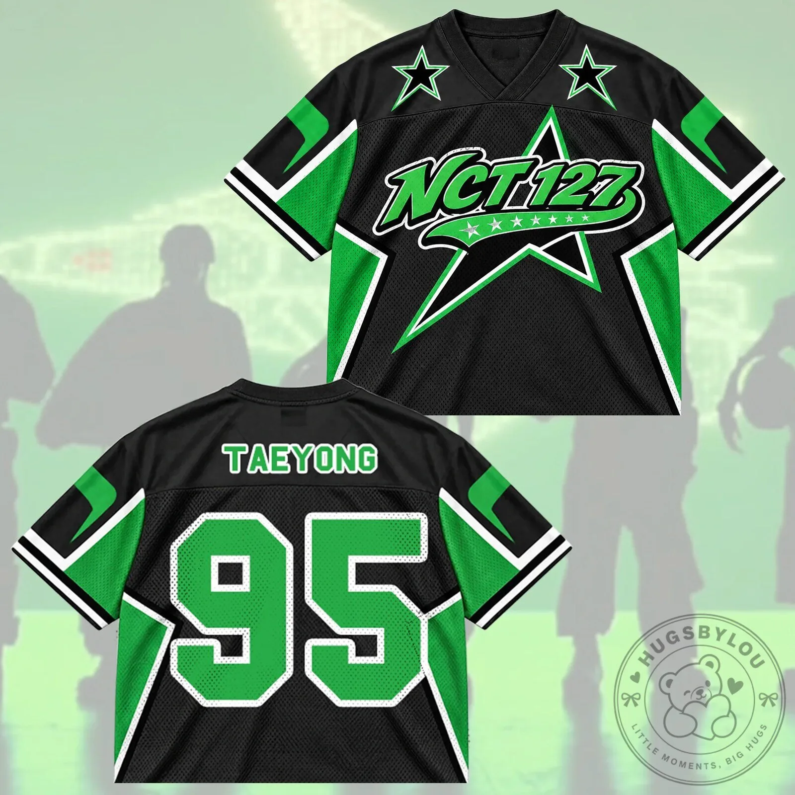 NCT 127 K-Pop Band Black and Green Sports Fan Jersey 12 NCT 127 K-Pop Band Black and Green Sports Fan Jersey