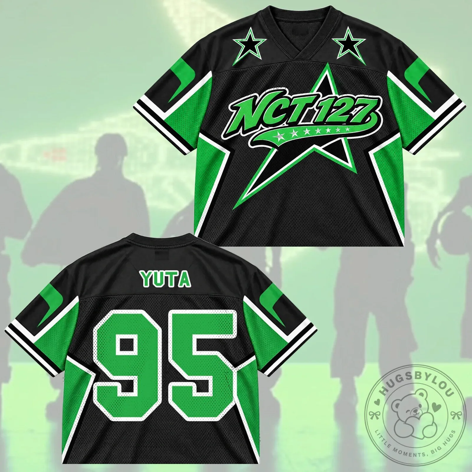 NCT 127 K-Pop Band Black and Green Sports Fan Jersey 13 NCT 127 K-Pop Band Black and Green Sports Fan Jersey