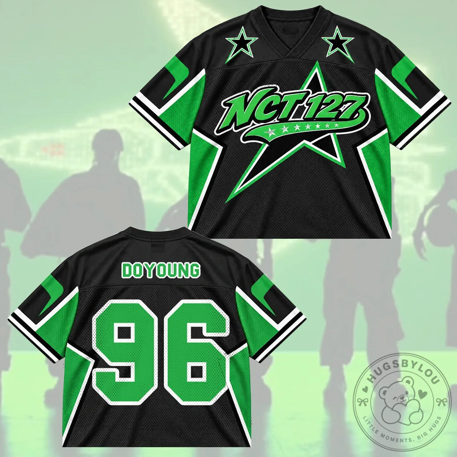 NCT 127 K-Pop Band Black and Green Sports Fan Jersey 14 NCT 127 K-Pop Band Black and Green Sports Fan Jersey