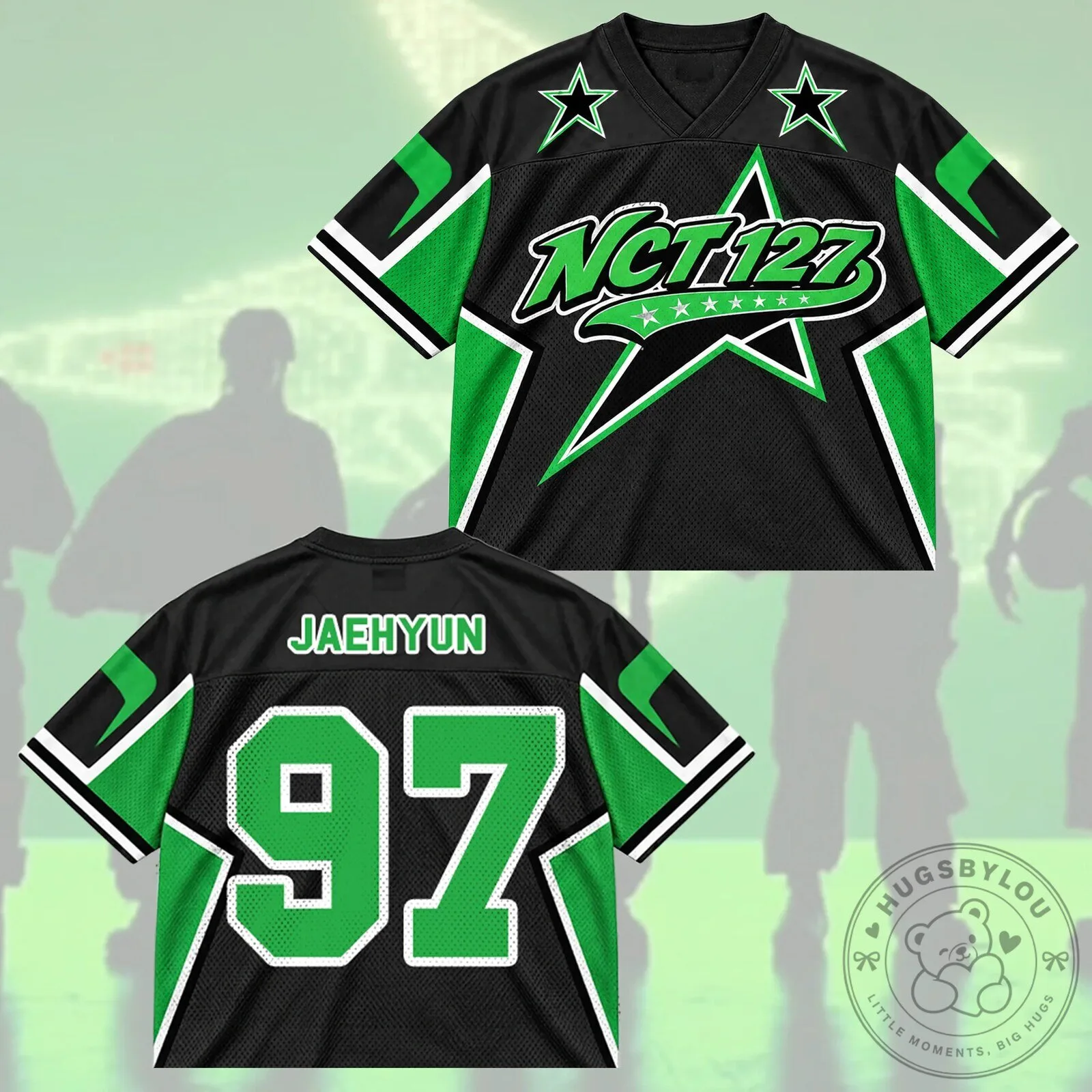 NCT 127 K-Pop Band Black and Green Sports Fan Jersey 15 NCT 127 K-Pop Band Black and Green Sports Fan Jersey