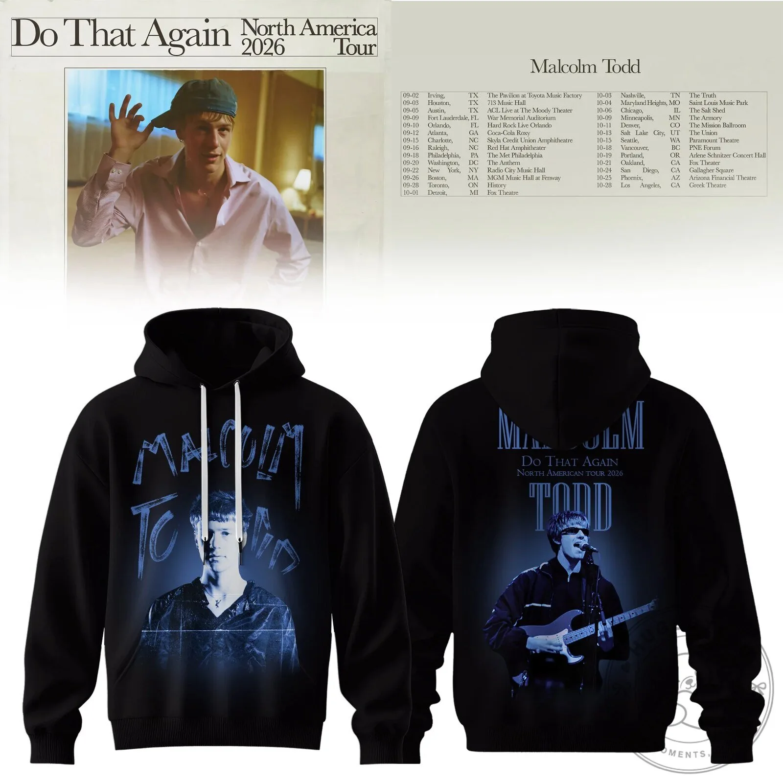 Malcolm Todd Do That Again North America 2026 Tour Black Hoodie