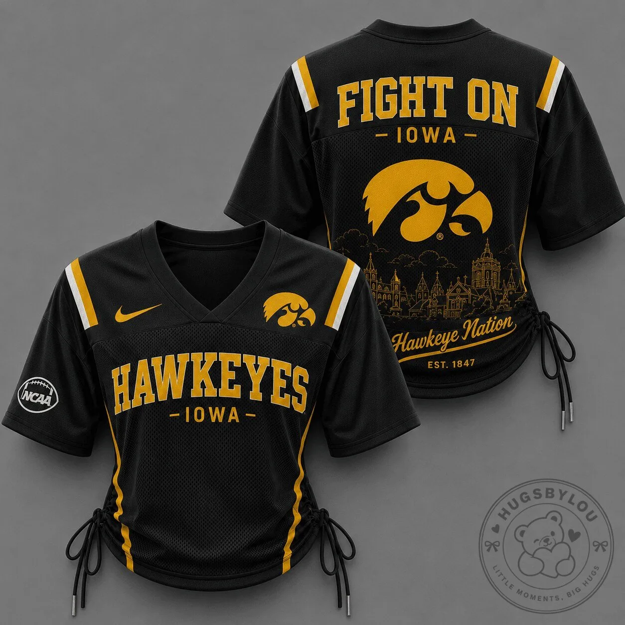 Iowa Hawkeyes Women's Black Fight On Football Jersey
