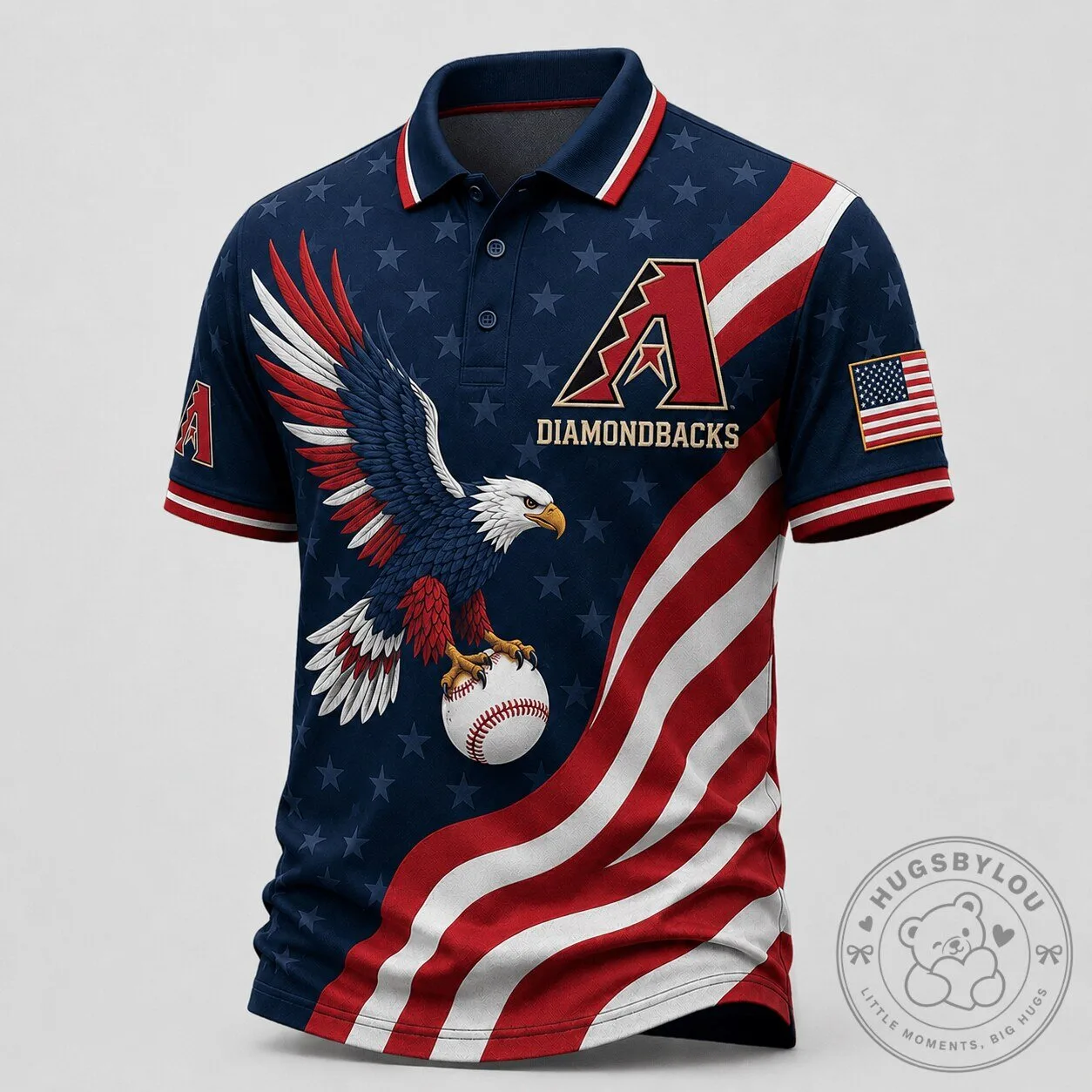 Arizona Diamondbacks Patriotic Eagle Baseball Polo Shirt