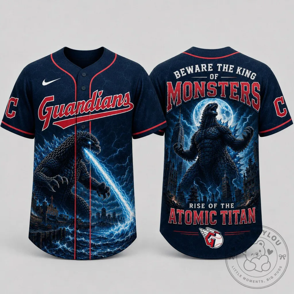 Cleveland Guardians King of Monsters Rise of the Atomic Titan Baseball Jersey 16 Cleveland Guardians King of Monsters Rise of the Atomic Titan Baseball Jersey