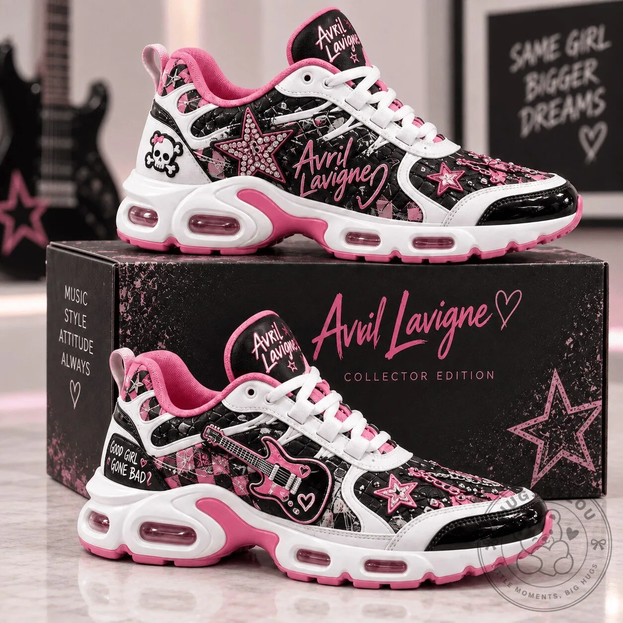 Avril Lavigne Pink Skull Star Pattern Rock Music Sneakers