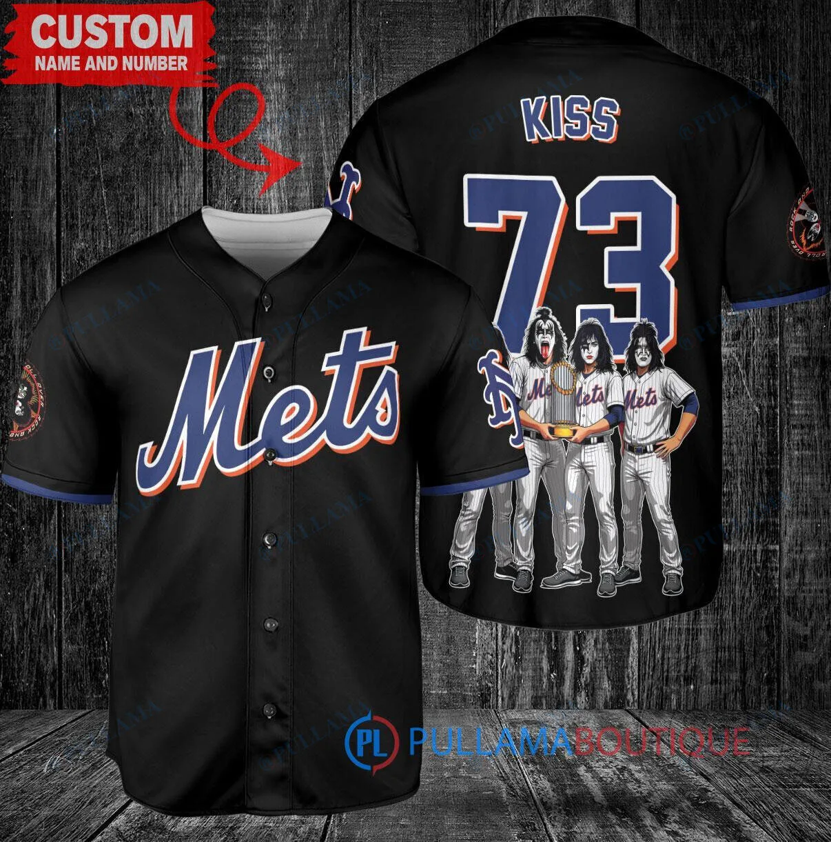 New York Mets Baseball Team KISS Band Custom Black Baseball Jersey