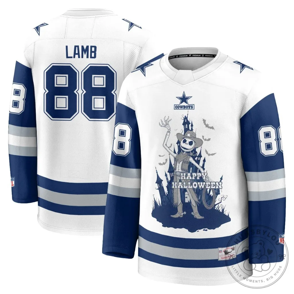 Dallas Cowboys CeeDee Lamb Halloween Nightmare Before Christmas Hockey Jersey Dallas Cowboys CeeDee Lamb Halloween Nightmare Before Christmas Hockey Jersey