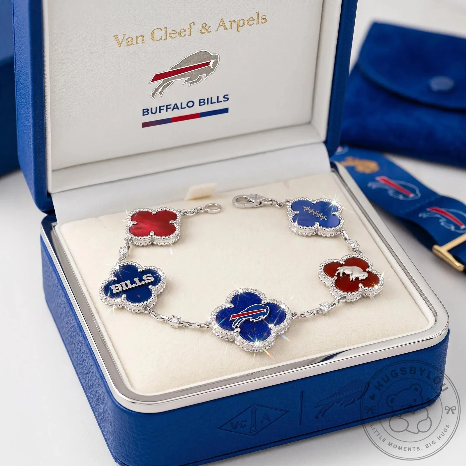 Buffalo Bills Van Cleef & Arpels Inspired Clover Charm Bracelet