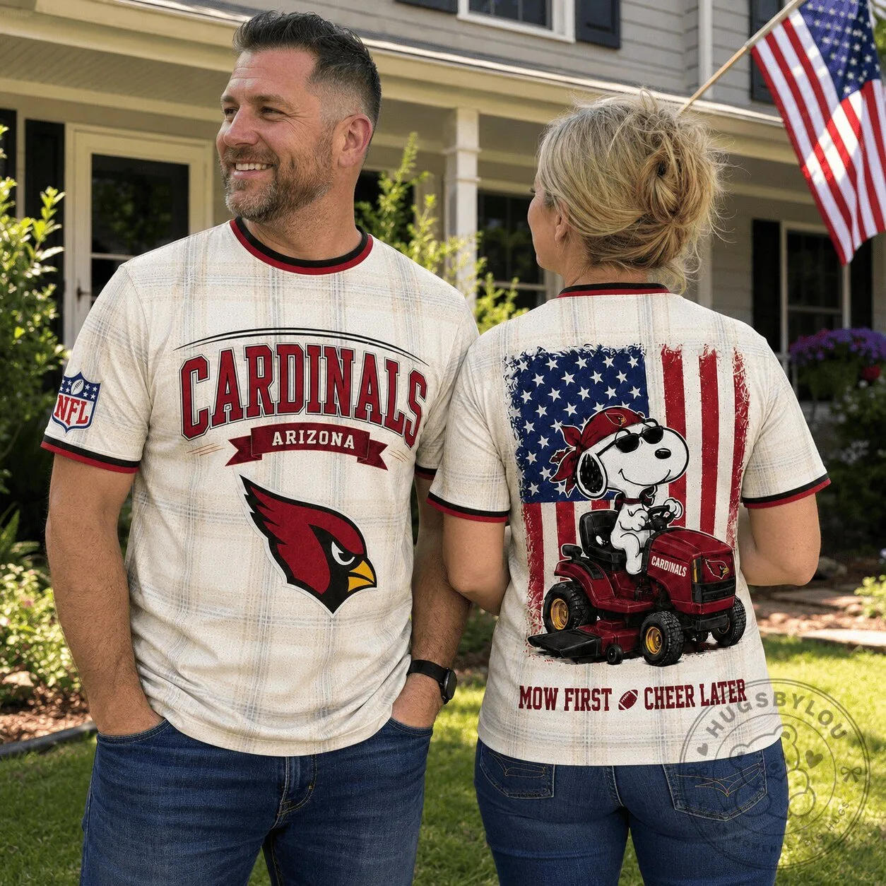 Arizona Cardinals Football Snoopy Mow First Cheer Later T-Shirt