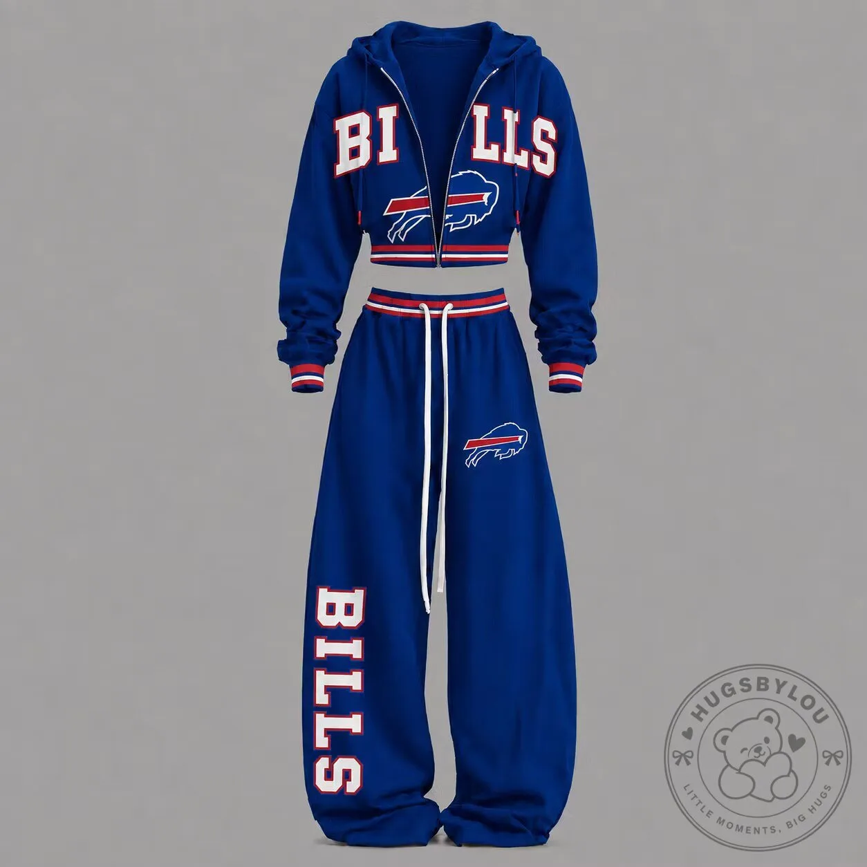 Buffalo Bills Women's Blue Cropped Hoodie and Sweatpants Set