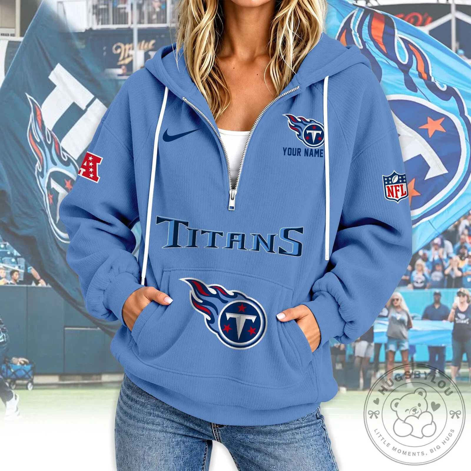 Tennessee Titans Personalized Quarter Zip Hoodie for Women