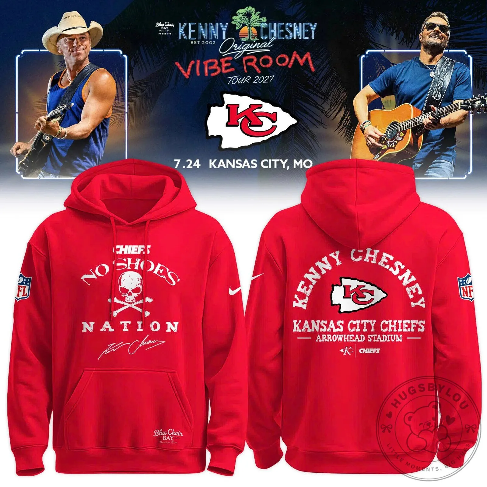 Kenny Chesney Kansas City Chiefs No Shoes Nation Arrowhead Stadium Hoodie 2 Kenny Chesney Kansas City Chiefs No Shoes Nation Arrowhead Stadium Hoodie