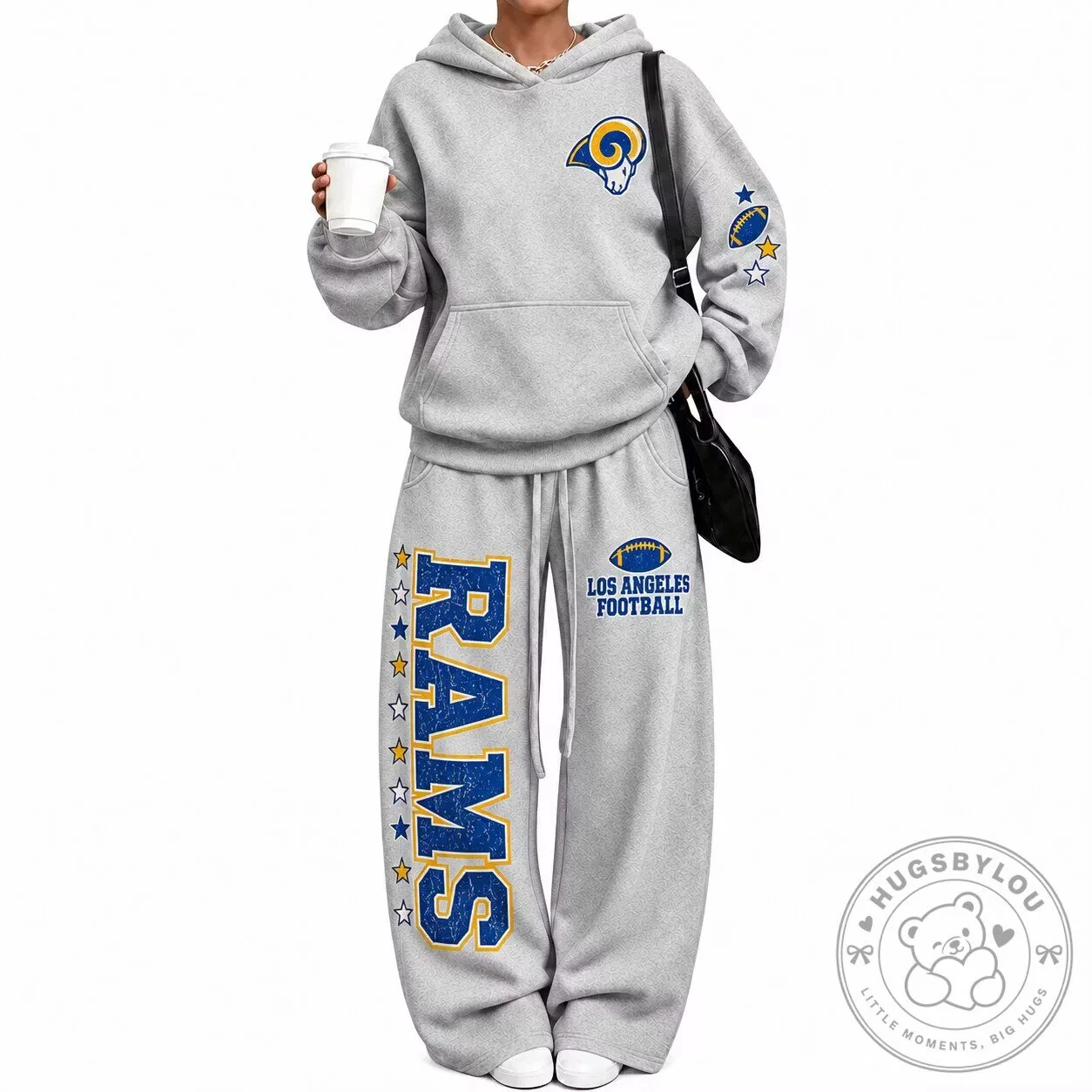 Los Angeles Rams Football Team Logo Gray Hoodie and Sweatpants Set