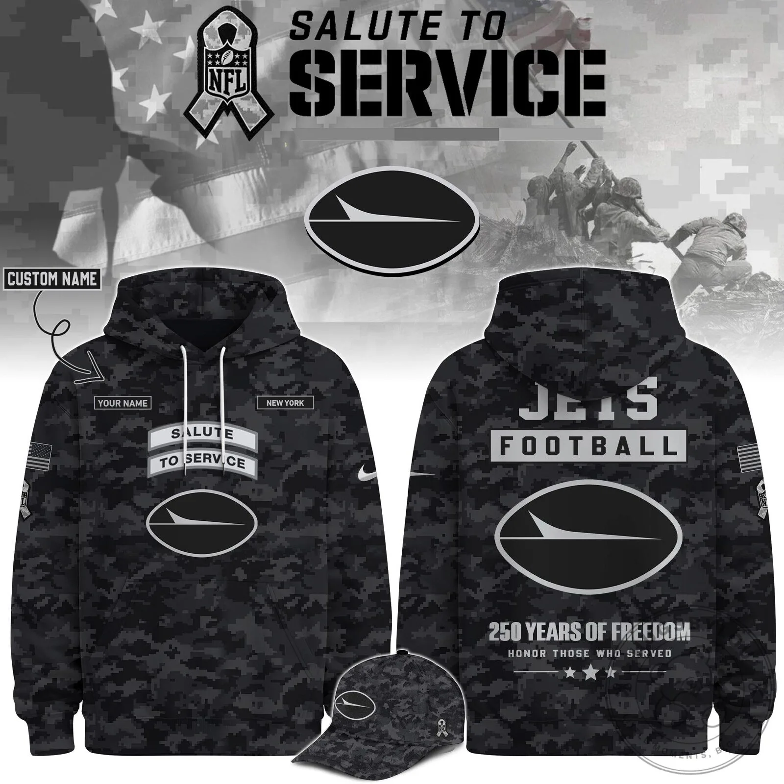 New York Jets Salute To Service Veterans Day Football Hoodie