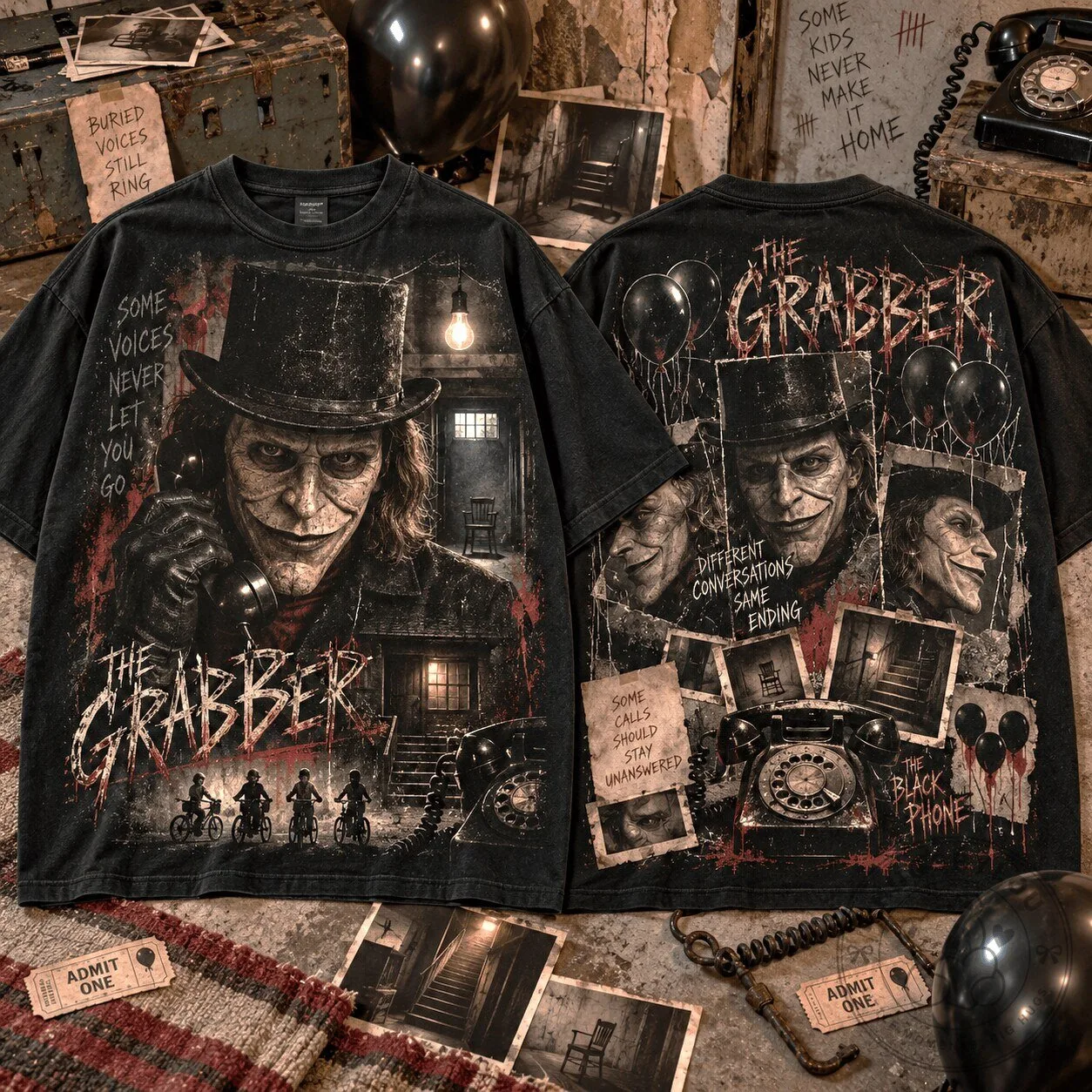 The Grabber Black Phone Horror Movie Graphic T-Shirt 1 The Grabber Black Phone Horror Movie Graphic T-Shirt