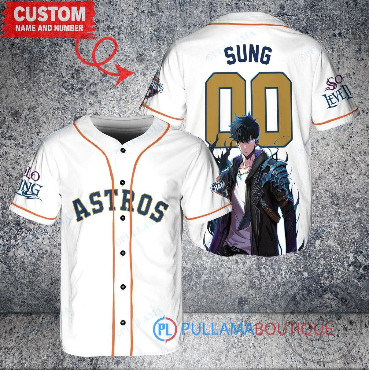 Houston Astros Baseball Sung Jinwoo Solo Leveling Anime Jersey 1 Houston Astros Baseball Sung Jinwoo Solo Leveling Anime Jersey