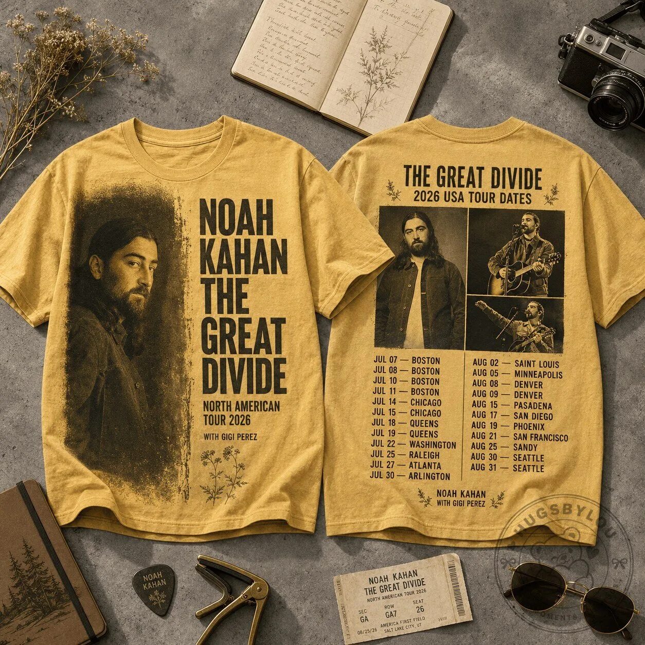 Premium Noah Kahan The Great Divide 2026 Tour T-Shirt 2 Premium Noah Kahan The Great Divide 2026 Tour T-Shirt