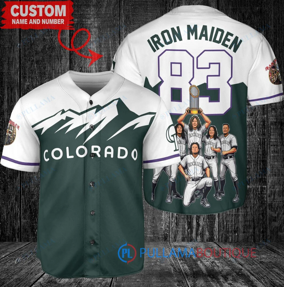 Colorado Rockies Baseball Iron Maiden World Series Trophy Custom Baseball Jersey