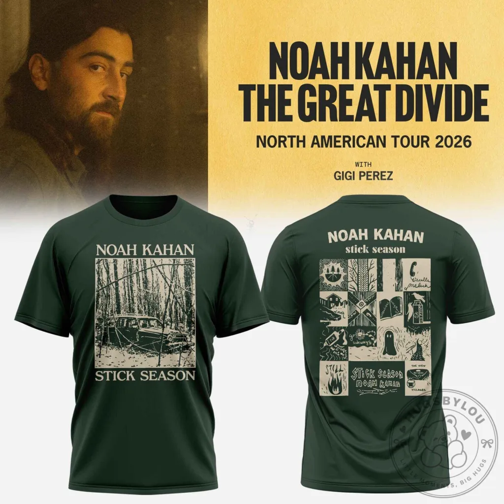 Noah Kahan Stick Season The Great Divide Tour 2026 Concert T-Shirt Noah Kahan Stick Season The Great Divide Tour 2026 Concert T-Shirt