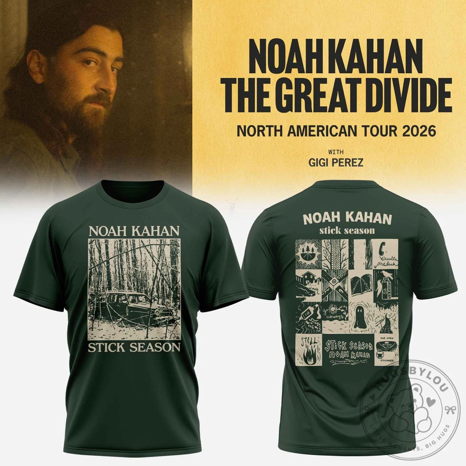 Noah Kahan Stick Season The Great Divide Tour 2026 Concert T-Shirt