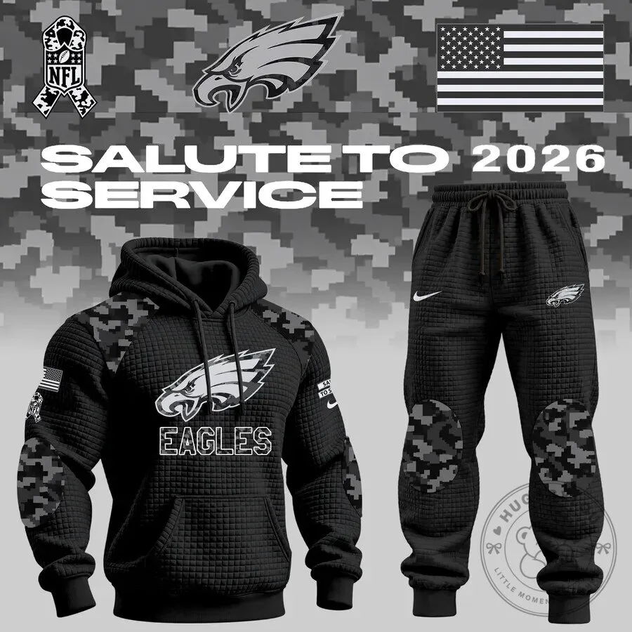 Philadelphia Eagles Salute to Service 2026 Black Hoodie and Pants Set