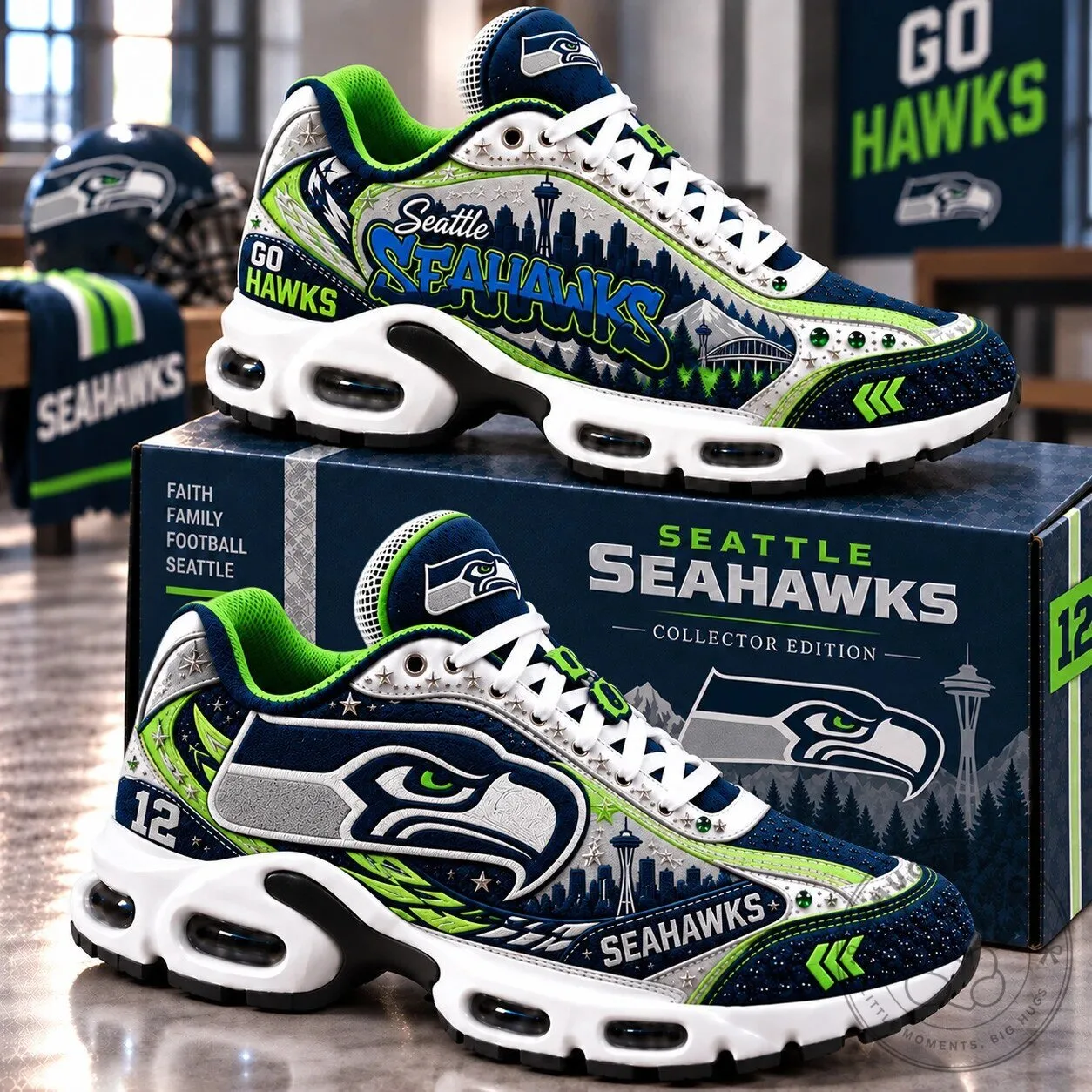 Seattle Seahawks NFL Football Team Fan Air Max Sneakers Shoes
