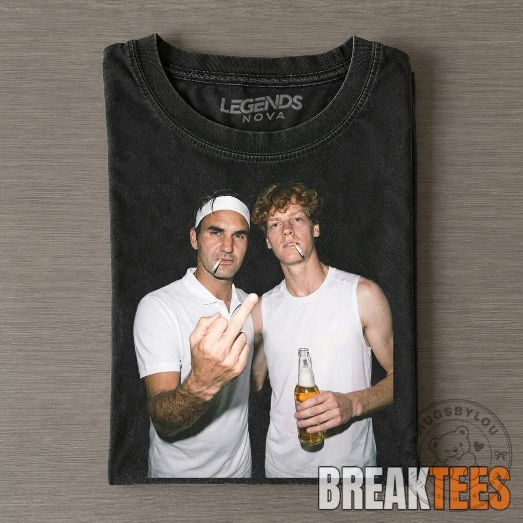 Roger Federer Jannik Sinner Middle Finger Tennis Player Vintage T-Shirt