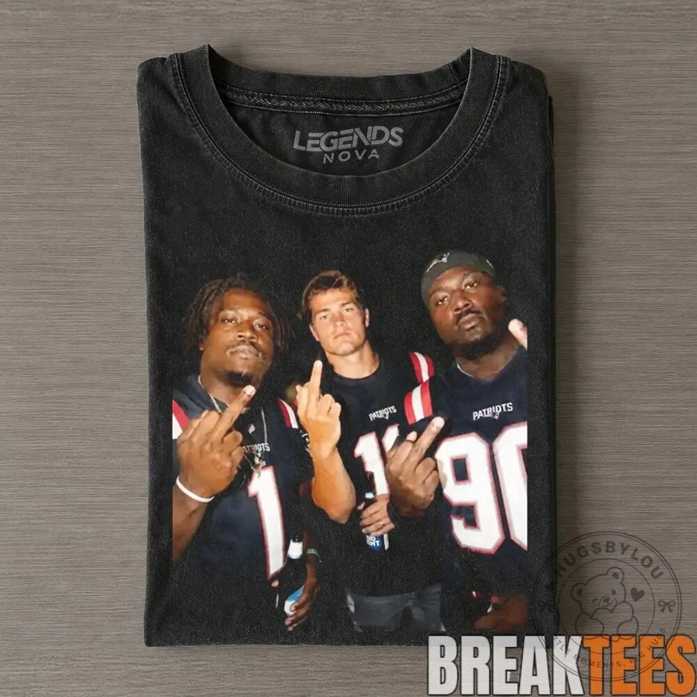 New England Patriots Stefon Diggs Drake Maye Christian Gonzalez Middle Finger T-Shirt 7 New England Patriots Stefon Diggs Drake Maye Christian Gonzalez Middle Finger T-Shirt