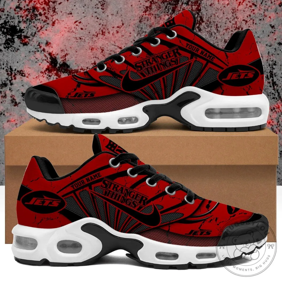 New York Jets Stranger Things Personalized Black and Red Athletic Shoes 7 New York Jets Stranger Things Personalized Black and Red Athletic Shoes