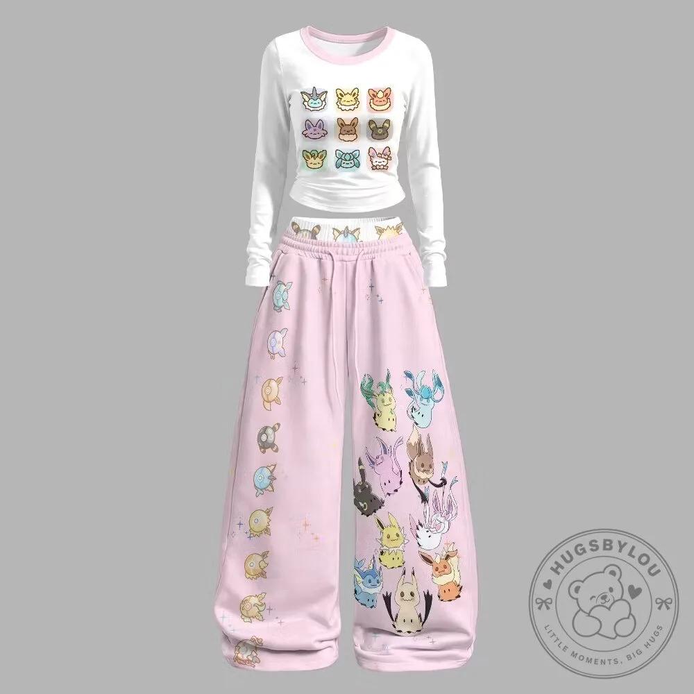 Cute Pokémon Eevee Evolutions Long Sleeve Shirt and Pants Pajama Set