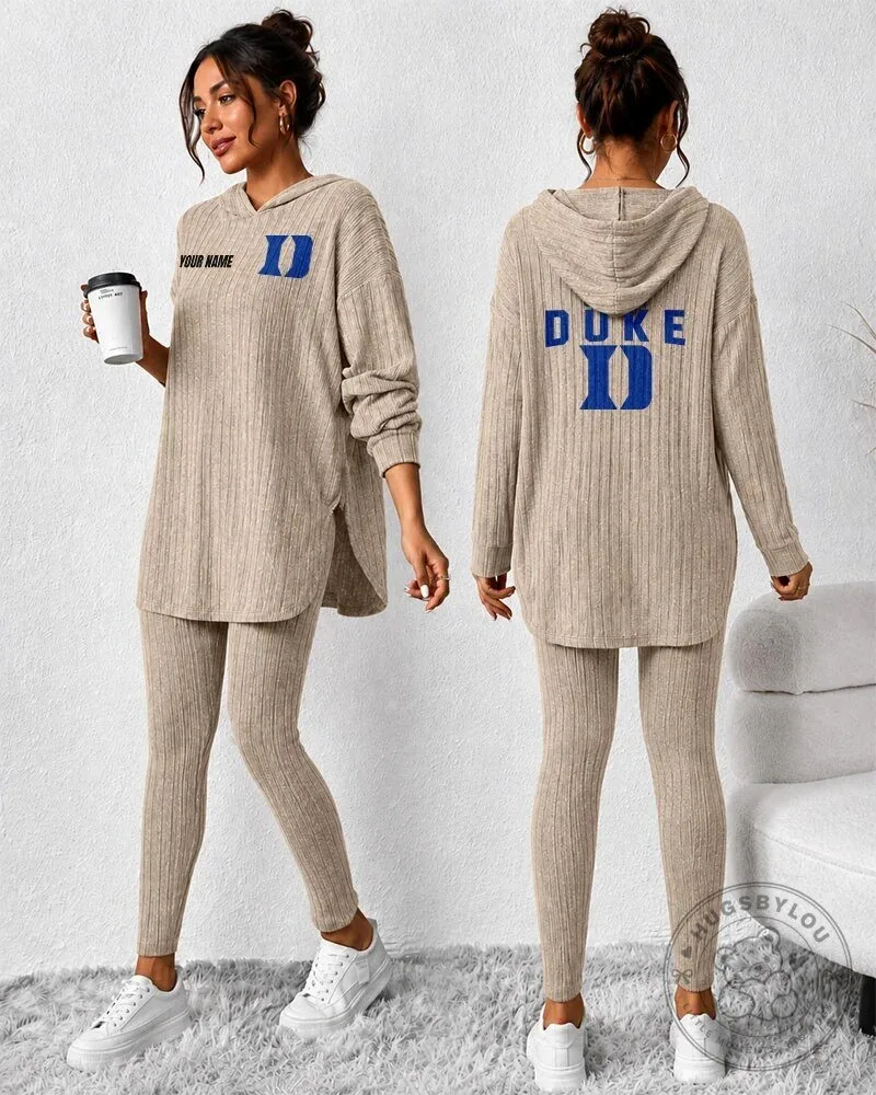 Duke Blue Devils Women's Personalized Ribbed Knit Hoodie and Leggings Set