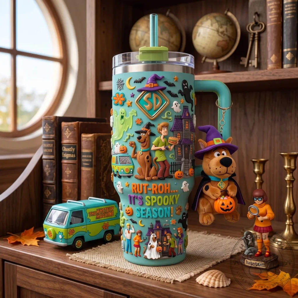 40oz Tumbler with Handle for Halloween - Scooby Doo Spooky Season Design 40oz Tumbler with Handle for Halloween - Scooby Doo Spooky Season Design