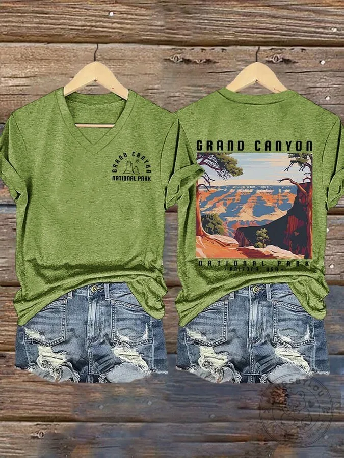 Grand Canyon National Park Scenic Landscape Women's V-Neck T-Shirt