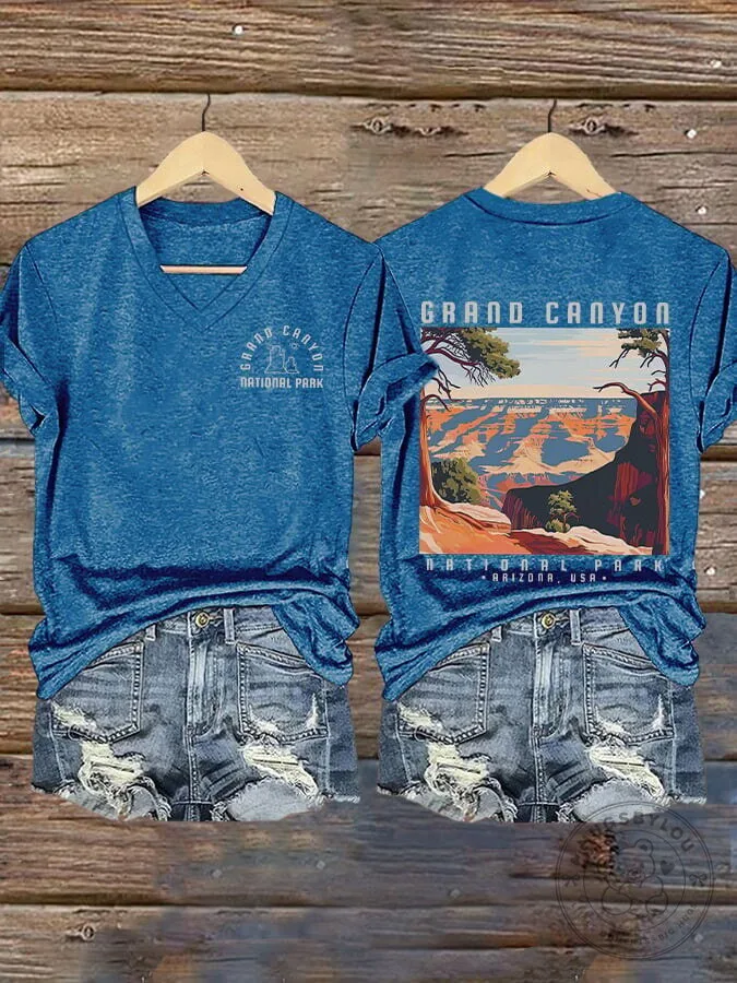 Grand Canyon National Park Scenic Landscape Women's V-Neck T-Shirt 10 Grand Canyon National Park Scenic Landscape Women