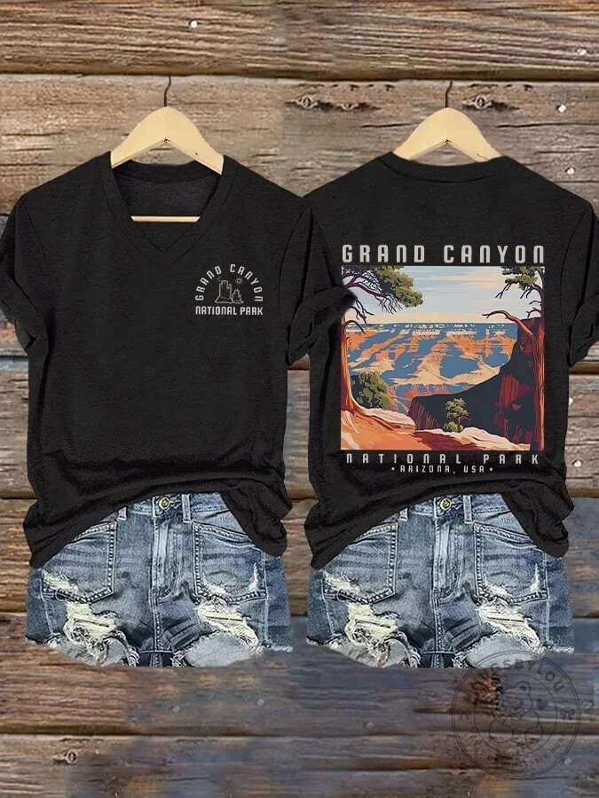 Grand Canyon National Park Scenic Landscape Women's V-Neck T-Shirt 11 Grand Canyon National Park Scenic Landscape Women