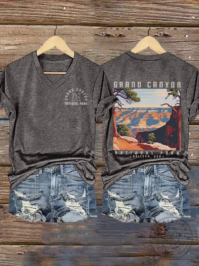 Grand Canyon National Park Scenic Landscape Women's V-Neck T-Shirt 12 Grand Canyon National Park Scenic Landscape Women