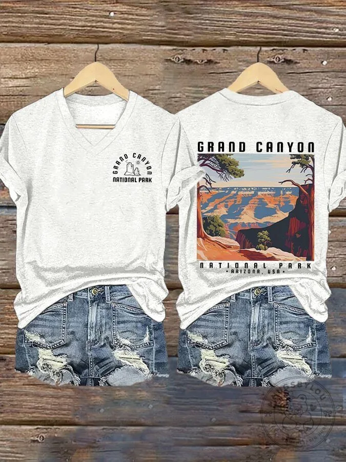 Grand Canyon National Park Scenic Landscape Women's V-Neck T-Shirt 13 Grand Canyon National Park Scenic Landscape Women