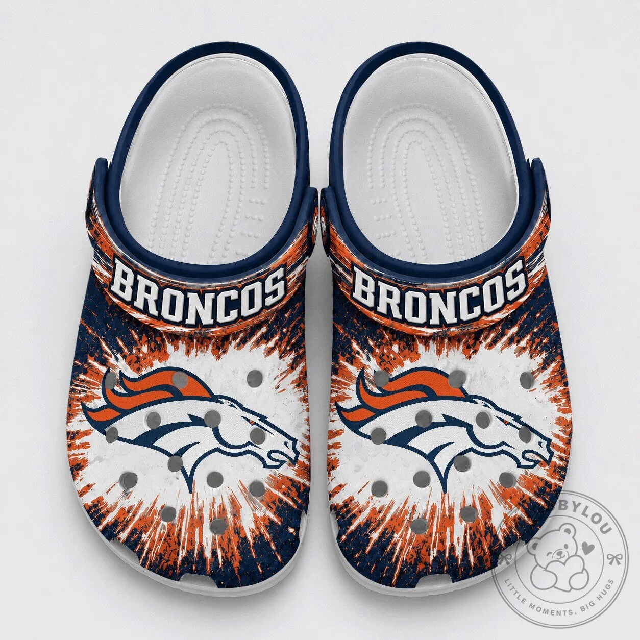 Denver Broncos NFL Team Logo Splash Burst Design Fan Crocs Shoes