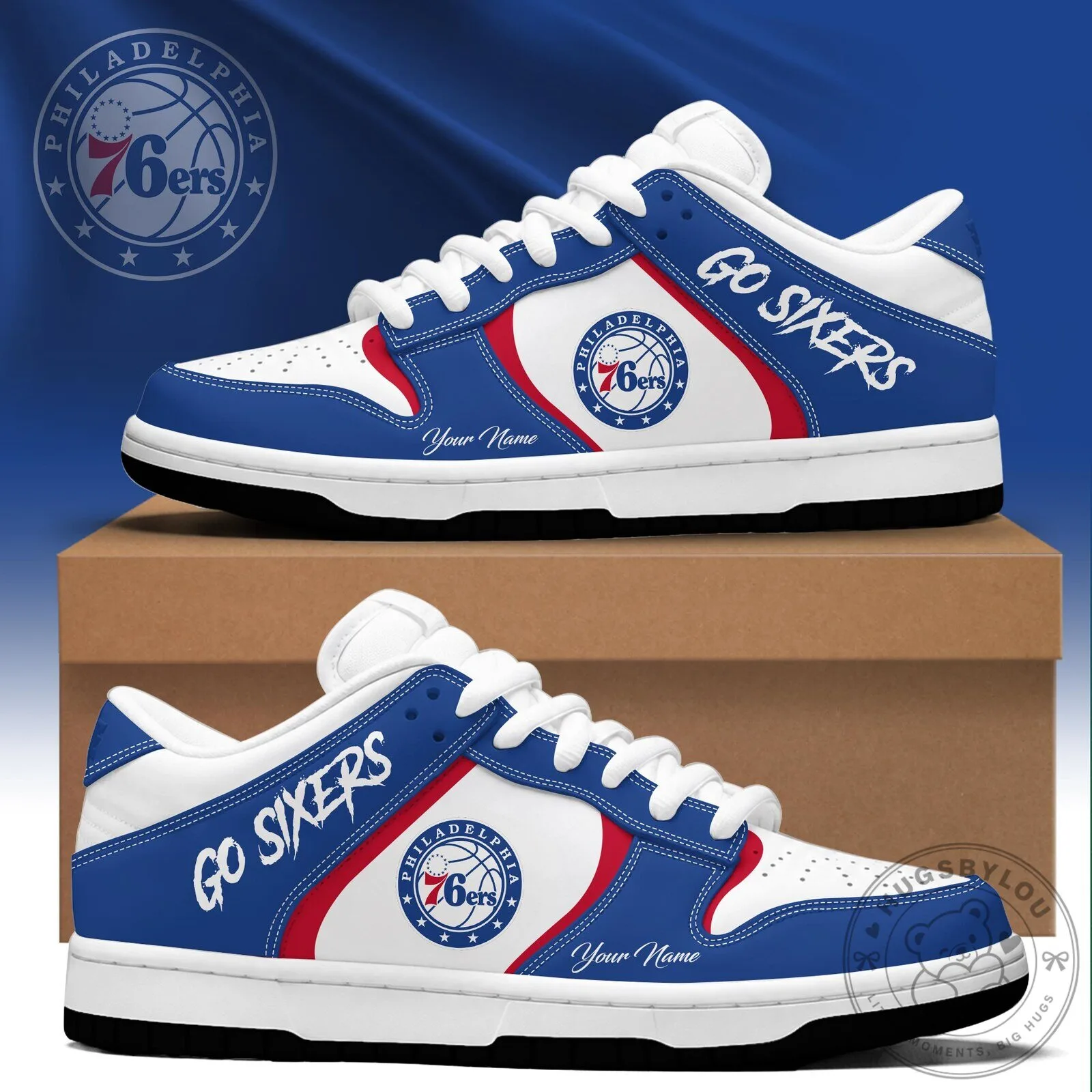 Philadelphia 76ers Basketball Team Custom Name Fan Shoes