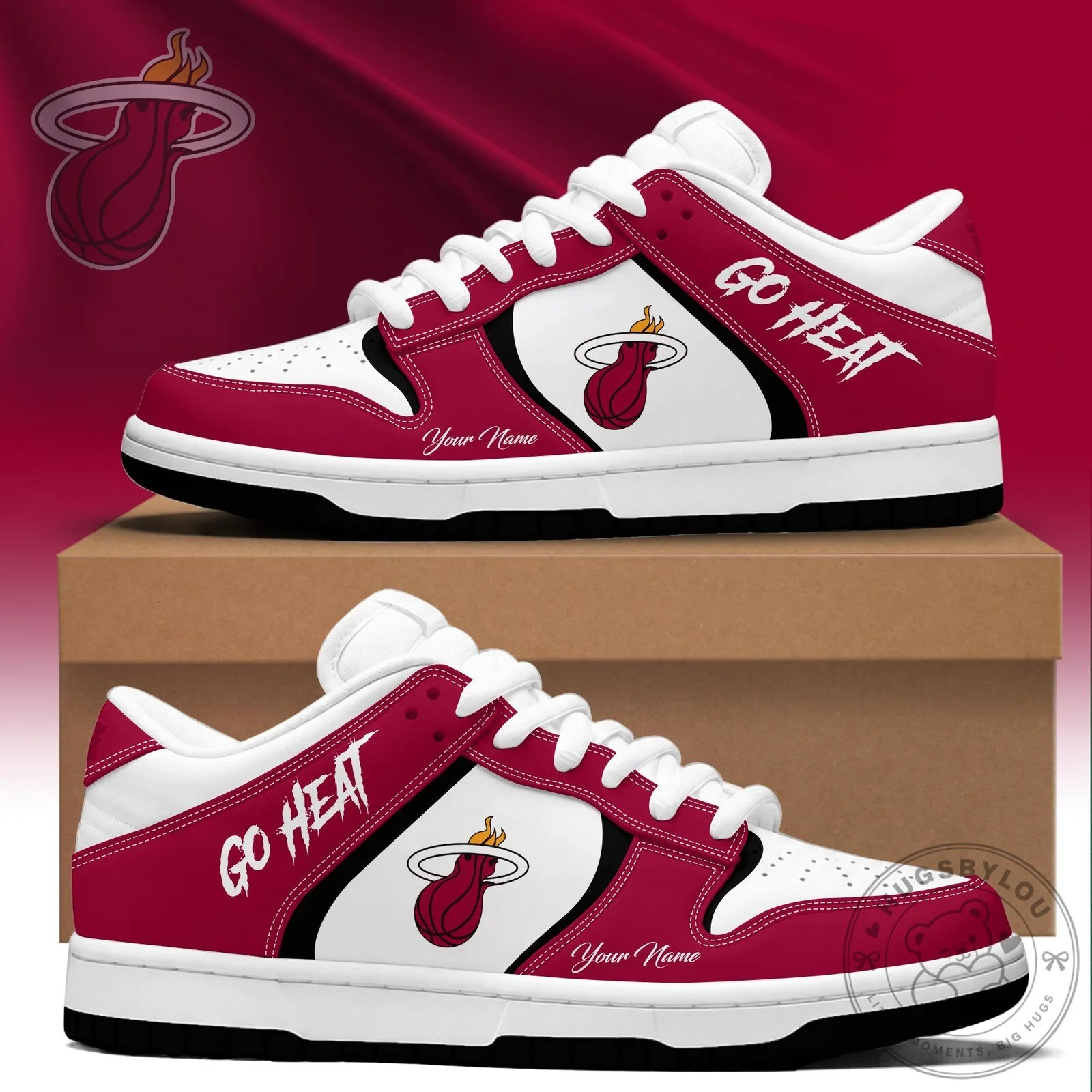 Miami Heat Custom Name Go Heat Basketball Team Fan Design Shoes