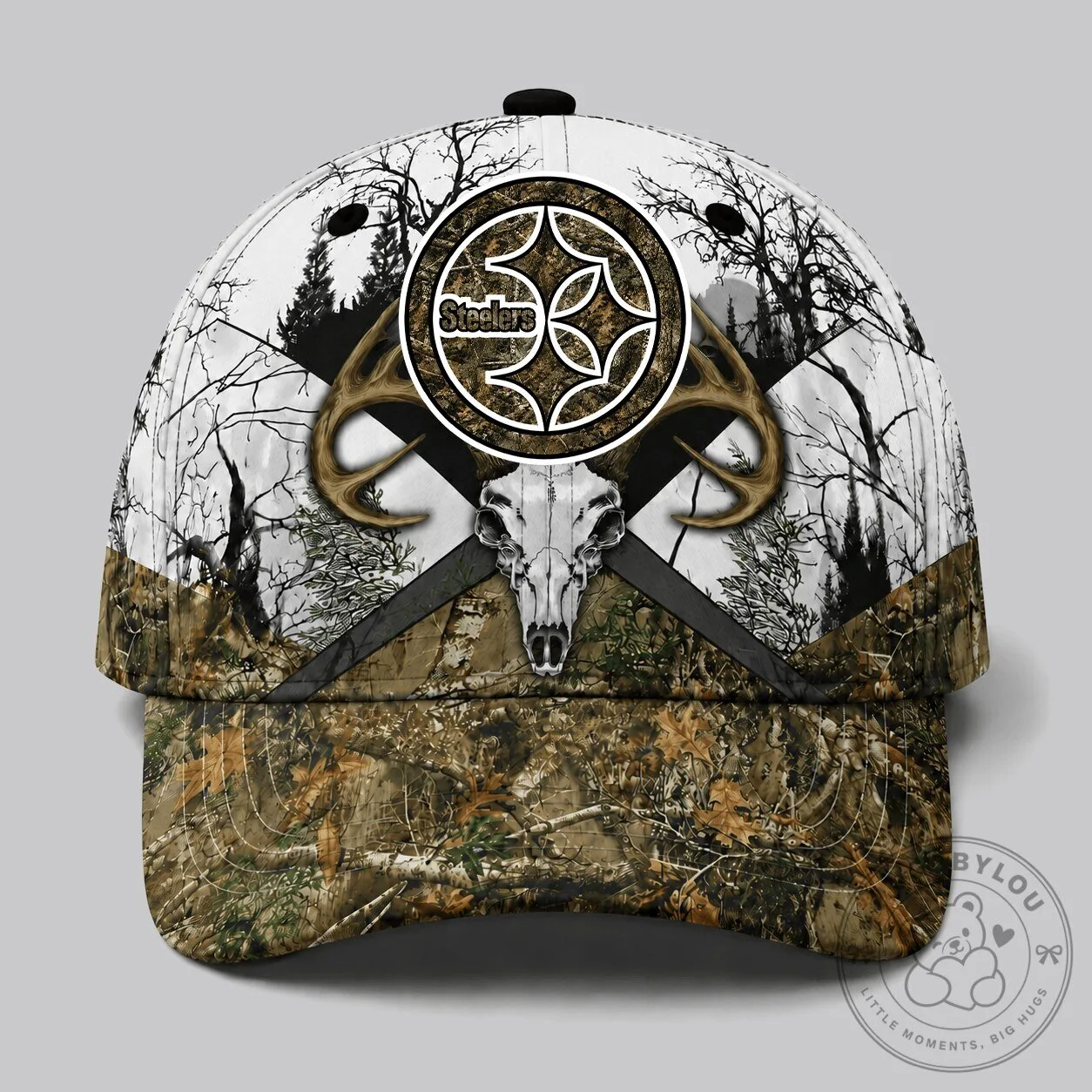 Pittsburgh Steelers Hunting Camouflage Deer Skull Baseball Cap Hat